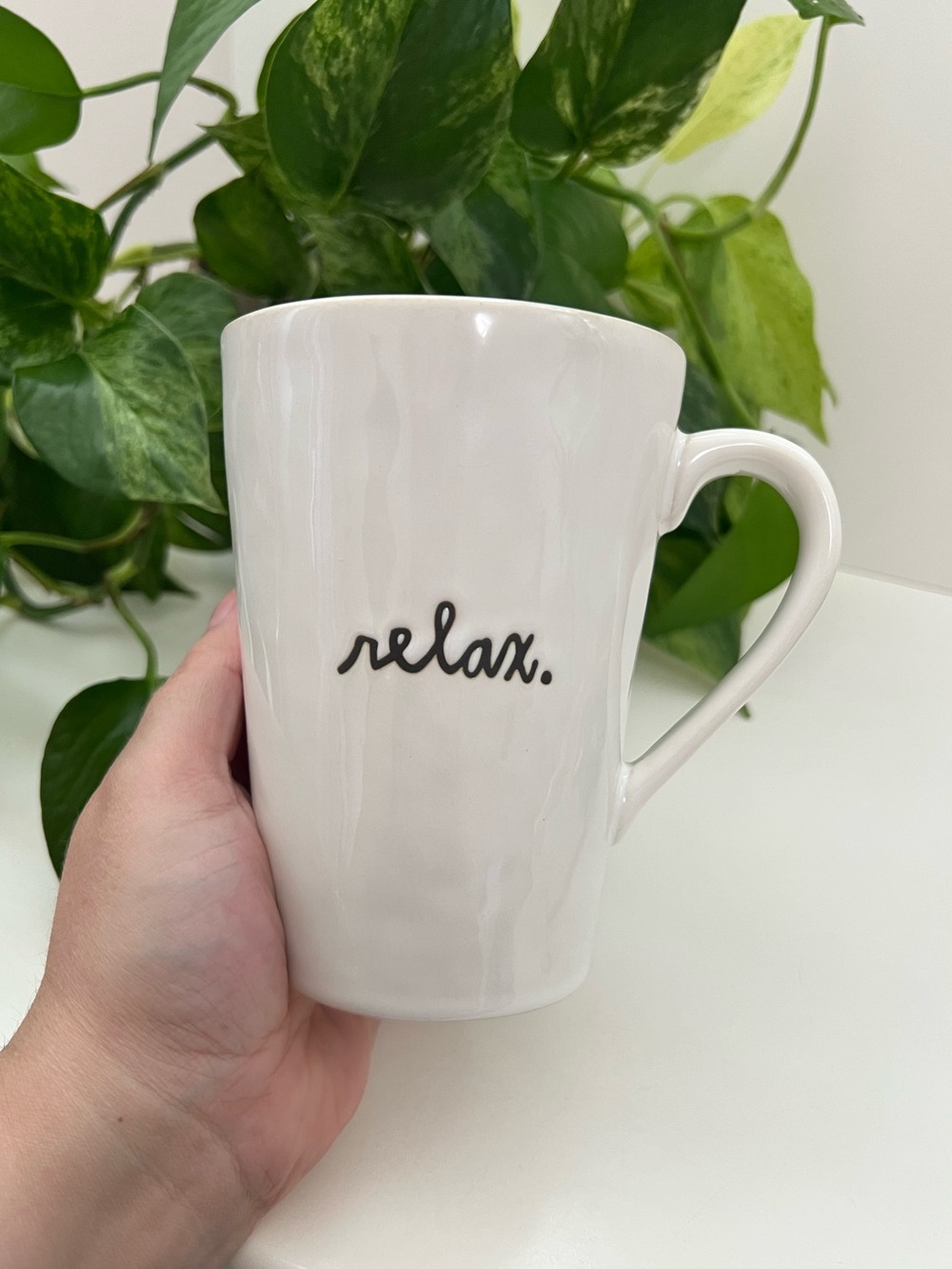 Rae Dunn ‘Relax’ Oversized Large Mug, Artisan, Ceramic, White & Black